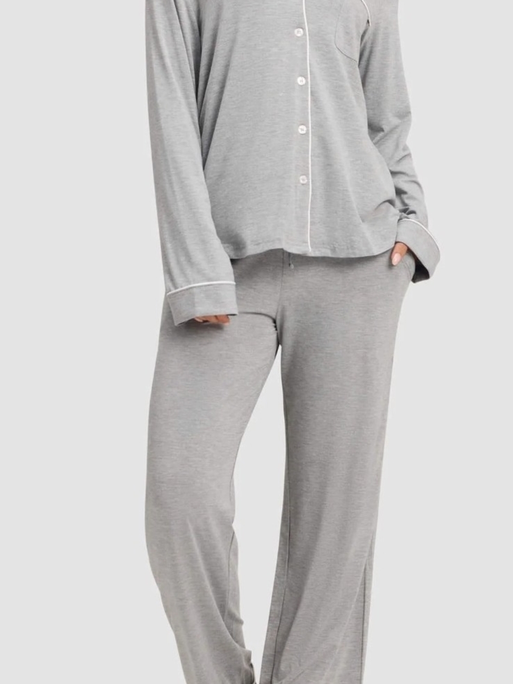 CozyEarth Women's Long-Sleeve Classic PJ Set - Grey